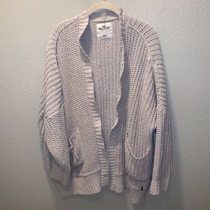 Hollister Women's Cream Open-Front Chunky Knit Cardigan Sweater